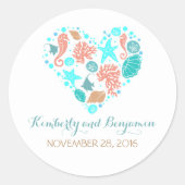 海辺の財宝の真珠のハート航海の結婚ズ ラウンドシール (正面)