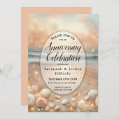 海辺の輝きと夕日の夢の記念日 招待状 (正面/裏面)