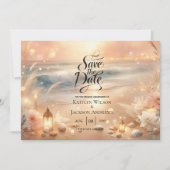 海辺の輝きと夕日の夢結婚の セーブザデート (正面)