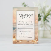 海辺の輝きと夕日の夢結婚の 出欠カード (スタンド正面)