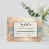 海辺の輝きと夕日の夢結婚の 出欠カード (スタンド正面)