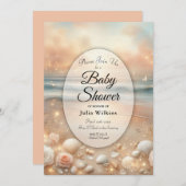 海辺の輝きと日没の夢ベビーシャワー 招待状 (正面/裏面)