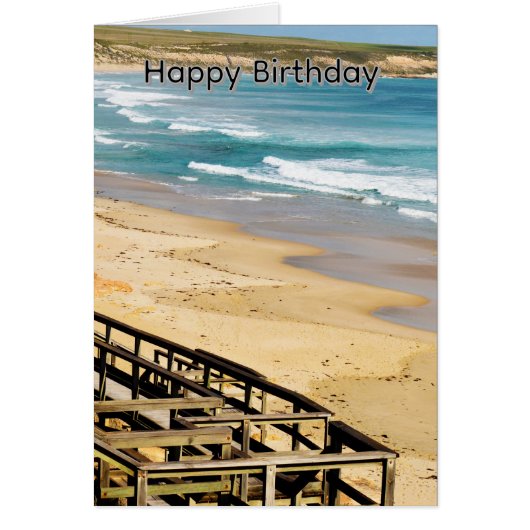 海辺の遊歩道、誕生日カード (正面)