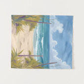 海辺の道 | 海の水彩海岸画 タペストリー (正面(横))