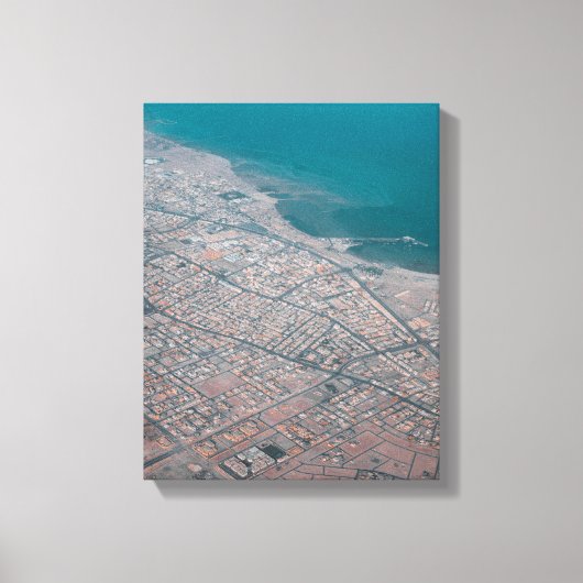 海辺の都市の航空写真 キャンバスプリント (正面)