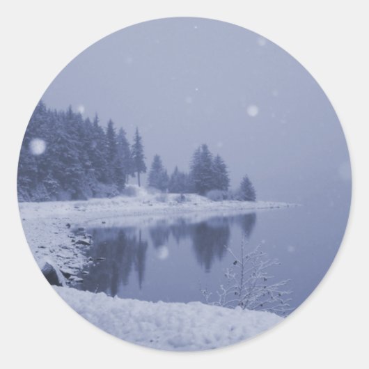 海辺の雪景色 ラウンドシール (正面)