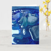 海辺の青いグリーティングカード カード (黄色い花)