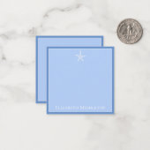 海辺の青と白のヒトデパーソナライズされたオ ノートカード (正面/裏面インサイチュ)