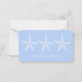 海辺の青と白のヒトデパーソナライズされたオ ノートカード (正面)