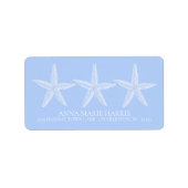 海辺の青と白のヒトデパーソナライズされたオ ラベル (正面)