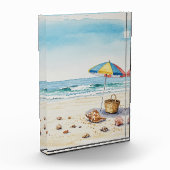 海辺の静寂：水彩ビーチ至福 フォトブロック (左)