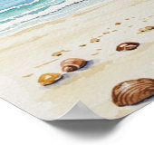 海辺の静寂：水彩ビーチ至福 ポスター (角)