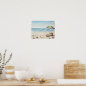 海辺の静寂：水彩ビーチ至福 ポスター (キッチン)