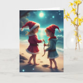 海辺の魔法のクリスマス – ホリデーカード カード (黄色い花)