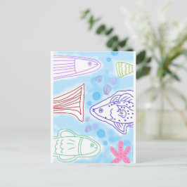 海辺の魚の芸術 ポストカード