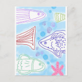 海辺の魚の芸術 ポストカード (正面)