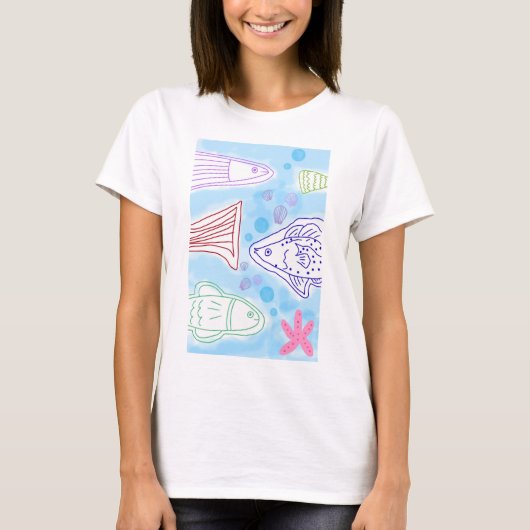 海辺の魚の芸術 Tシャツ (正面)