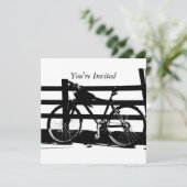 ©海辺の黒と白の自転車を使ったカスタム招待状 招待状 (スタンド正面)