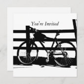 ©海辺の黒と白の自転車 カスタム招待状 招待状 (正面/裏面)