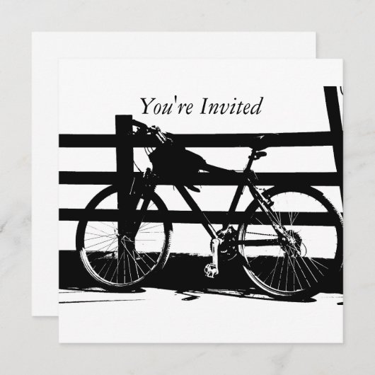 ©海辺の黒と白の自転車 カスタム招待状 招待状 (正面/裏面)