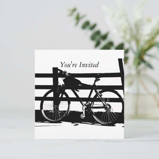 ©海辺の黒と白の自転車 カスタム招待状 招待状 (スタンド正面)