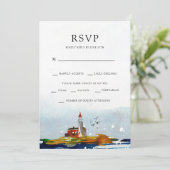 海辺のRSVP（返信）- エントリ オプション付き 招待状 (スタンド正面)