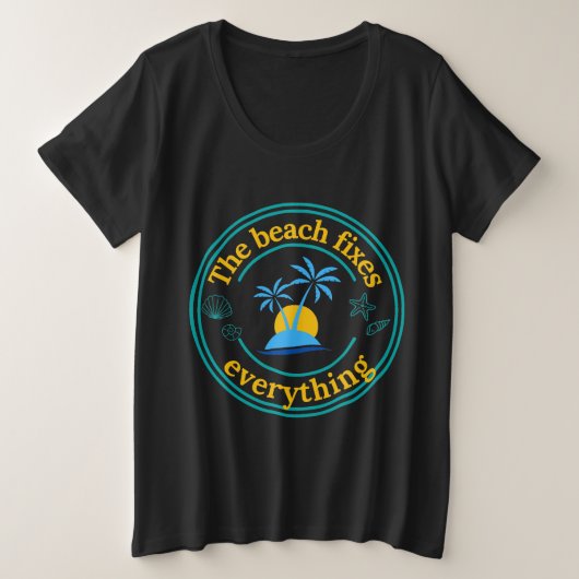 海辺はすべてを癒す プラスサイズTシャツ (デザイン正面)