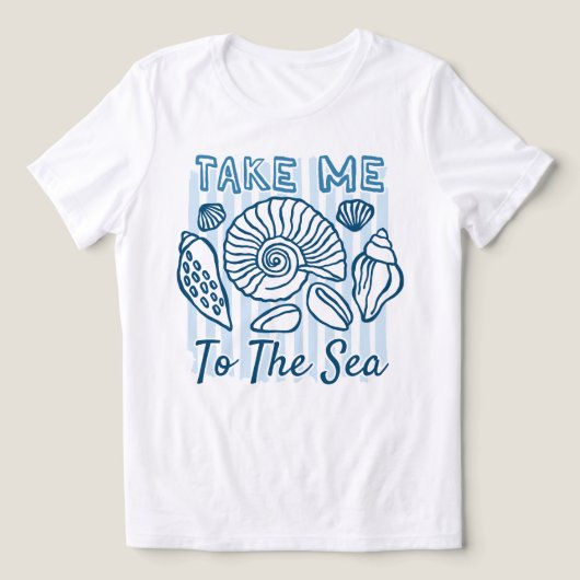 海辺へ連れてって 貝殻 海岸 トライブレンドTシャツ (デザイン正面)
