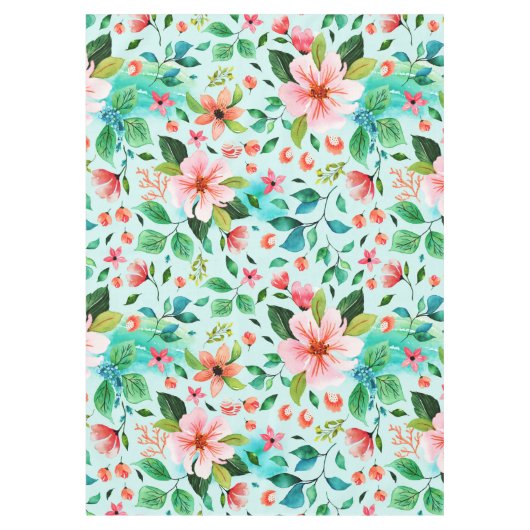 海辺カラフルの花模様 テーブルクロス (正面)