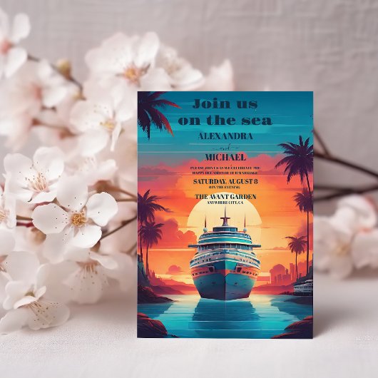 海辺カリブのの風光明媚な熱帯結婚地方 招待状