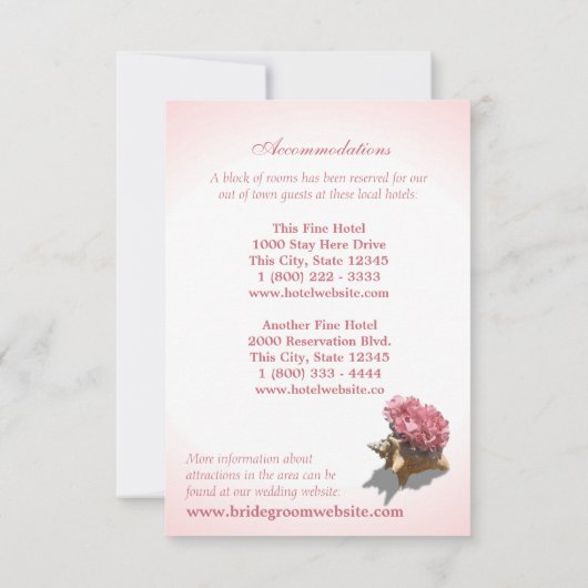 海辺ピンクのあじさい結婚の洞察力 招待状 (裏面)