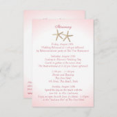 海辺ピンクのあじさい結婚の洞察力 招待状 (正面/裏面)