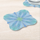海辺フローラ水色抽象芸術パターン ペーパーコースター (アングル)
