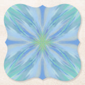 海辺フローラ水色抽象芸術パターン ペーパーコースター (正面)