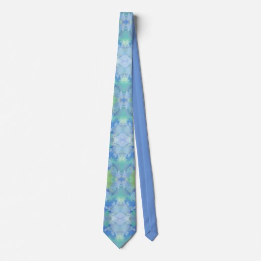 海辺フローラ水色抽象芸術繰り返しパターン ネクタイ (正面)