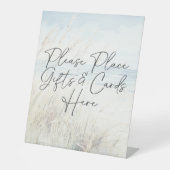 海辺モダン水彩ビーチブライダルシャワーギフト 台座サイン (正面)