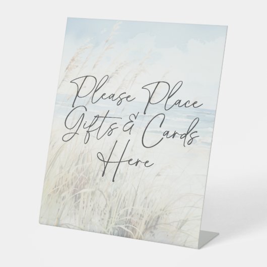 海辺モダン水彩ビーチブライダルシャワーギフト 台座サイン (正面)