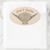 海辺結婚における貝殻の配置 楕円形シール (バッグ)