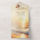 海辺結婚のお祝いビーチ オールインワン招待状 (内側)