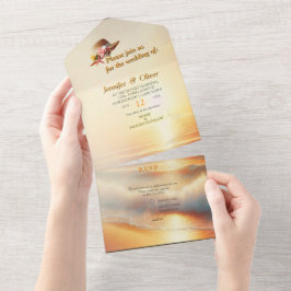 海辺結婚のお祝いビーチ オールインワン招待状