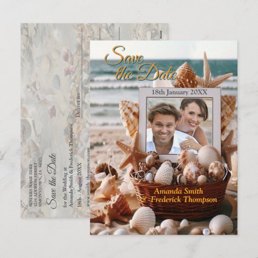 海辺結婚のお祝いビーチ シーズンポストカード (正面/裏面)