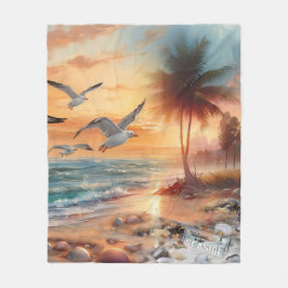 海辺結婚のお祝いビーチ フリースブランケット