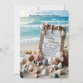 海辺結婚のお祝いビーチ 招待状