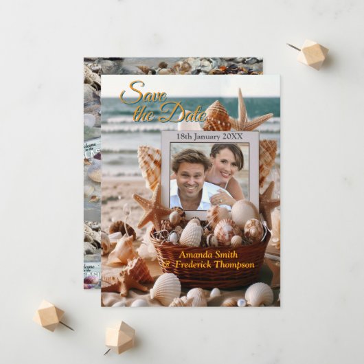 海辺結婚のお祝いビーチ 案内状 (正面/裏面インサイチュ)