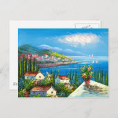 海辺絵画の村地中海のの ポストカード (正面/裏面)