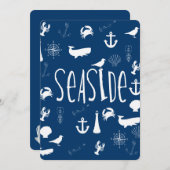 海辺航海のの赤ちゃんシャワー 招待状 (正面/裏面)