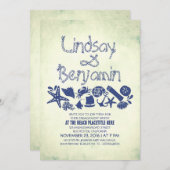 海辺航海の婚約パーティ招待状 招待状 (正面/裏面)