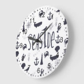 海辺航海の ラージ壁時計 (傾斜)