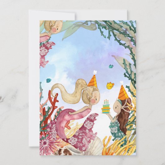 海辺違う誕生日招待状カード 招待状 (裏面)