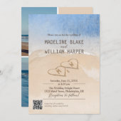 海辺3枚の写真結婚式招待状テンプレート 招待状 (正面/裏面)